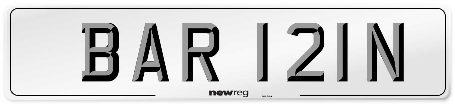 BAR 121N Number Plate from New Reg